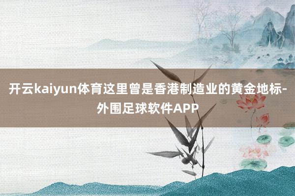 开云kaiyun体育这里曾是香港制造业的黄金地标-外围足球软件APP