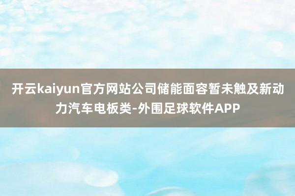 开云kaiyun官方网站公司储能面容暂未触及新动力汽车电板类-外围足球软件APP