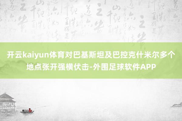 开云kaiyun体育对巴基斯坦及巴控克什米尔多个地点张开强横伏击-外围足球软件APP