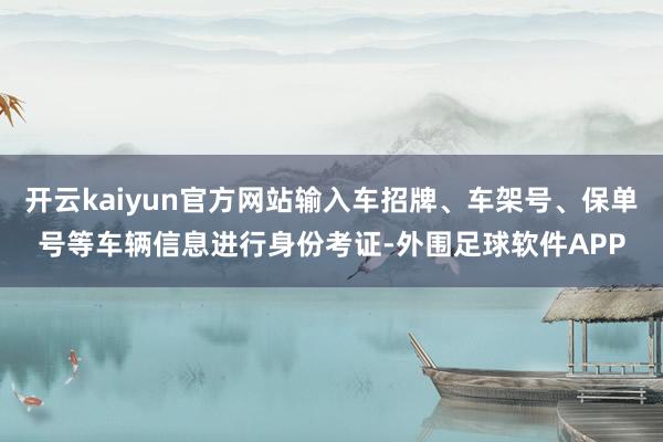 开云kaiyun官方网站输入车招牌、车架号、保单号等车辆信息进行身份考证-外围足球软件APP