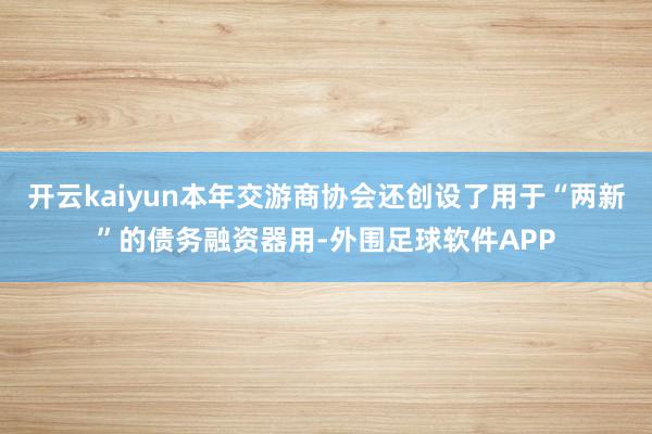 开云kaiyun本年交游商协会还创设了用于“两新”的债务融资器用-外围足球软件APP