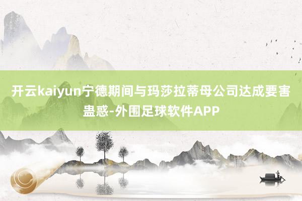 开云kaiyun　　宁德期间与玛莎拉蒂母公司达成要害蛊惑-外围足球软件APP