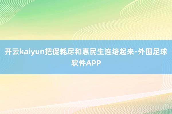 开云kaiyun把促耗尽和惠民生连络起来-外围足球软件APP