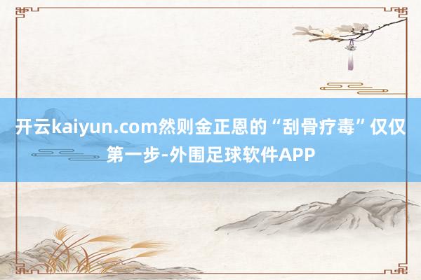 开云kaiyun.com然则金正恩的“刮骨疗毒”仅仅第一步-外围足球软件APP