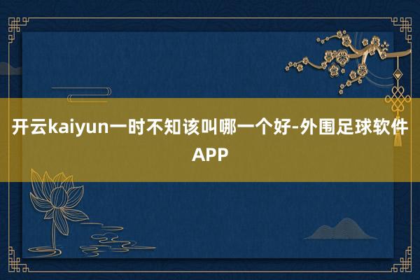 开云kaiyun一时不知该叫哪一个好-外围足球软件APP
