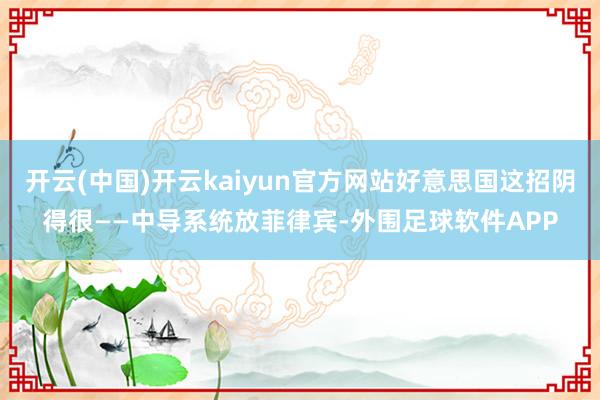 开云(中国)开云kaiyun官方网站好意思国这招阴得很——中导系统放菲律宾-外围足球软件APP