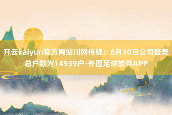 开云kaiyun官方网站川网传媒：6月10日公司鼓舞总户数为14939户-外围足球软件APP