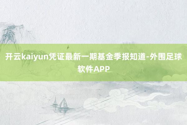 开云kaiyun凭证最新一期基金季报知道-外围足球软件APP