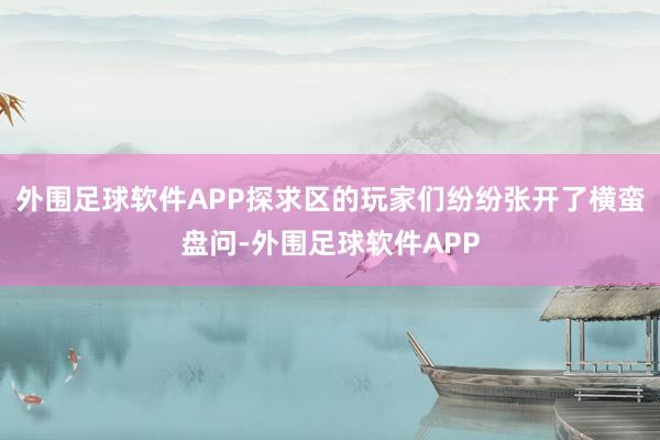 外围足球软件APP探求区的玩家们纷纷张开了横蛮盘问-外围足球软件APP