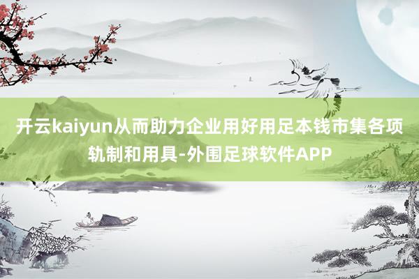 开云kaiyun从而助力企业用好用足本钱市集各项轨制和用具-外围足球软件APP
