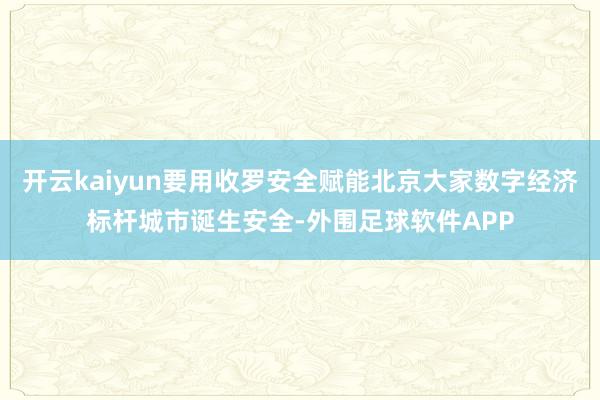开云kaiyun要用收罗安全赋能北京大家数字经济标杆城市诞生安全-外围足球软件APP