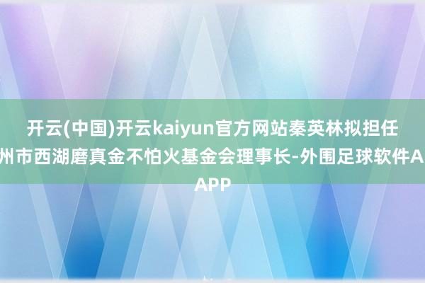 开云(中国)开云kaiyun官方网站秦英林拟担任杭州市西湖磨真金不怕火基金会理事长-外围足球软件APP