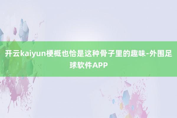 开云kaiyun梗概也恰是这种骨子里的趣味-外围足球软件APP