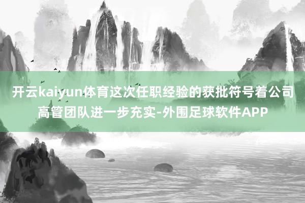 开云kaiyun体育这次任职经验的获批符号着公司高管团队进一步充实-外围足球软件APP