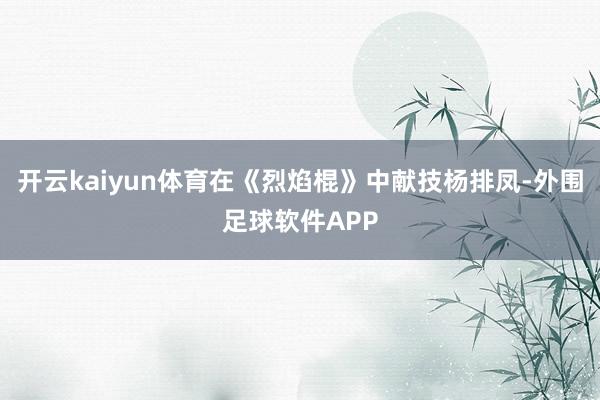 开云kaiyun体育在《烈焰棍》中献技杨排凤-外围足球软件APP
