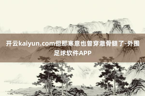 开云kaiyun.com但那寒意也曾穿澈骨髓了-外围足球软件APP