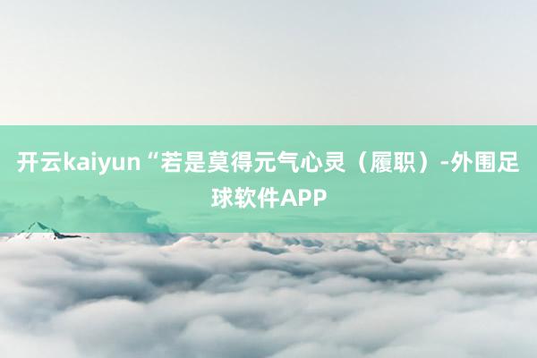 开云kaiyun　　“若是莫得元气心灵（履职）-外围足球软件APP