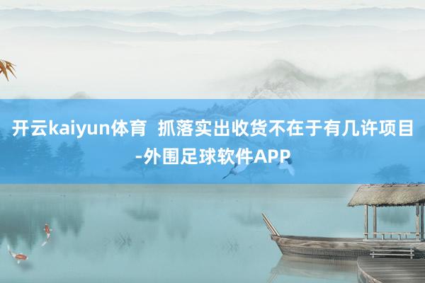 开云kaiyun体育  抓落实出收货不在于有几许项目-外围足球软件APP