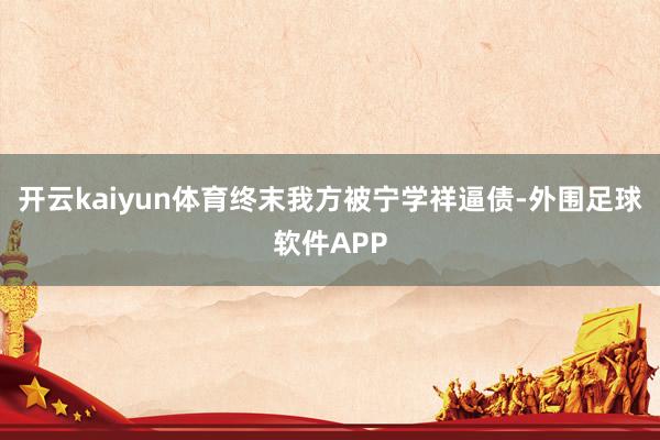 开云kaiyun体育终末我方被宁学祥逼债-外围足球软件APP