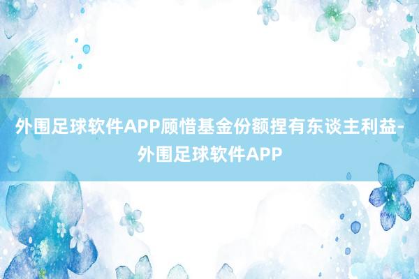 外围足球软件APP顾惜基金份额捏有东谈主利益-外围足球软件APP