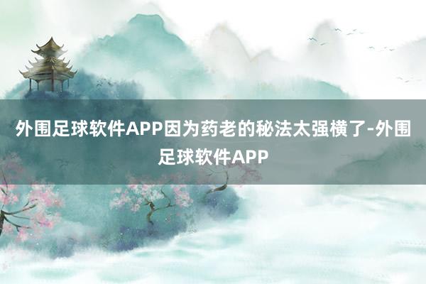 外围足球软件APP因为药老的秘法太强横了-外围足球软件APP