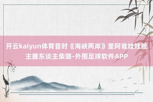 开云kaiyun体育昔时《海峡两岸》里阿谁娃娃脸主握东谈主柴璐-外围足球软件APP