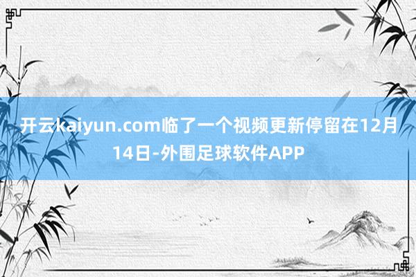 开云kaiyun.com临了一个视频更新停留在12月14日-外围足球软件APP