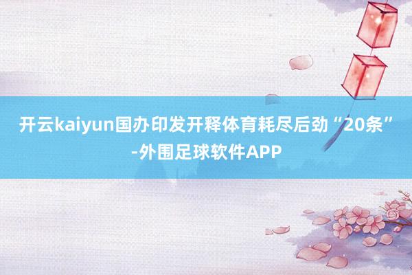 开云kaiyun国办印发开释体育耗尽后劲“20条”-外围足球软件APP