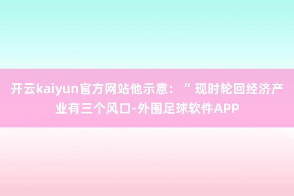 开云kaiyun官方网站他示意：“ 现时轮回经济产业有三个风口-外围足球软件APP