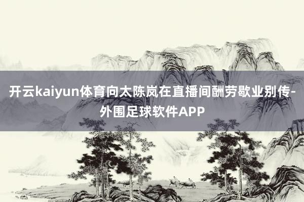 开云kaiyun体育向太陈岚在直播间酬劳歇业别传-外围足球软件APP