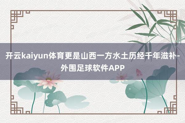 开云kaiyun体育更是山西一方水土历经千年滋补-外围足球软件APP