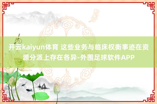 开云kaiyun体育 这些业务与临床权衡事迹在资源分派上存在各异-外围足球软件APP
