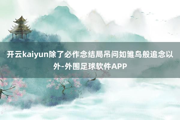 开云kaiyun除了必作念结局吊问如雏鸟般追念以外-外围足球软件APP