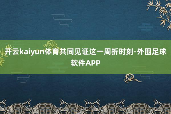开云kaiyun体育共同见证这一周折时刻-外围足球软件APP