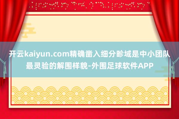 开云kaiyun.com精确凿入细分畛域是中小团队最灵验的解围样貌-外围足球软件APP