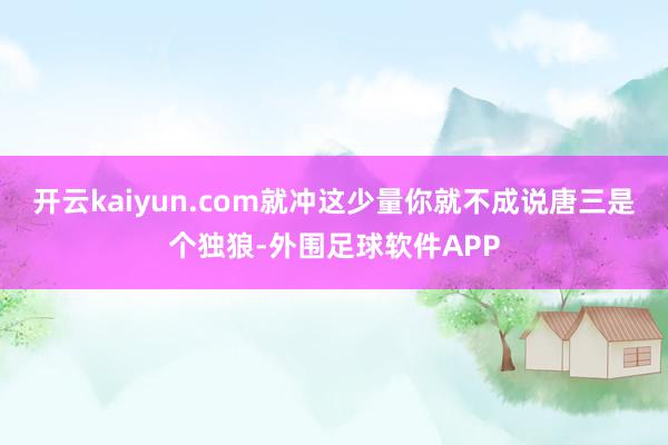 开云kaiyun.com就冲这少量你就不成说唐三是个独狼-外围足球软件APP
