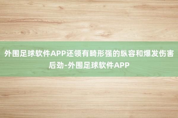 外围足球软件APP还领有畸形强的纵容和爆发伤害后劲-外围足球软件APP
