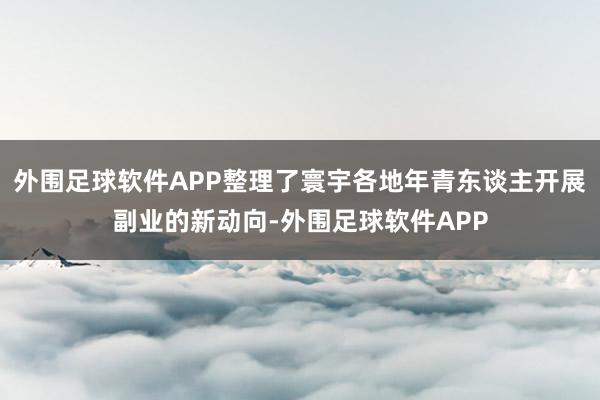 外围足球软件APP整理了寰宇各地年青东谈主开展副业的新动向-外围足球软件APP