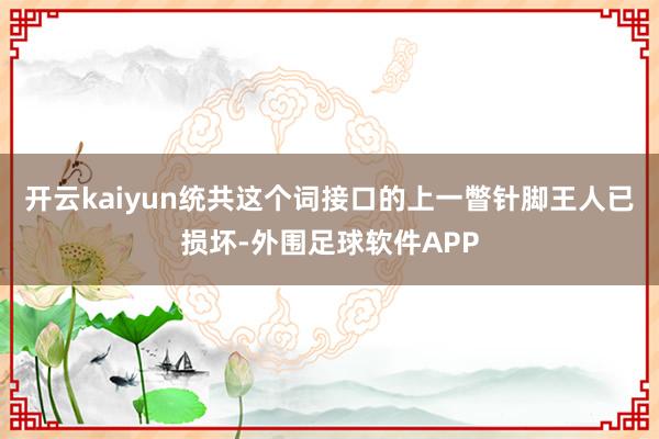 开云kaiyun统共这个词接口的上一瞥针脚王人已损坏-外围足球软件APP