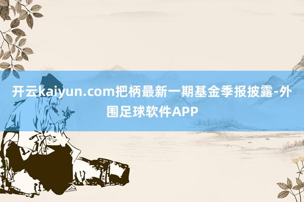 开云kaiyun.com把柄最新一期基金季报披露-外围足球软件APP