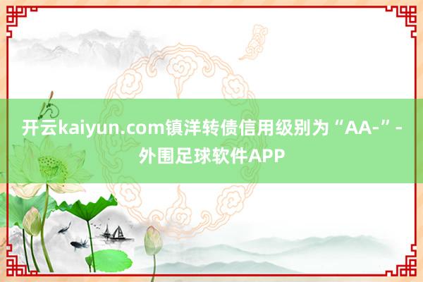 开云kaiyun.com镇洋转债信用级别为“AA-”-外围足球软件APP