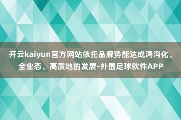 开云kaiyun官方网站依托品牌势能达成鸿沟化、全业态、高质地的发展-外围足球软件APP
