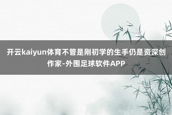 开云kaiyun体育不管是刚初学的生手仍是资深创作家-外围足球软件APP