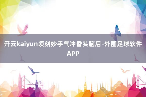 开云kaiyun顷刻妙手气冲昏头脑后-外围足球软件APP