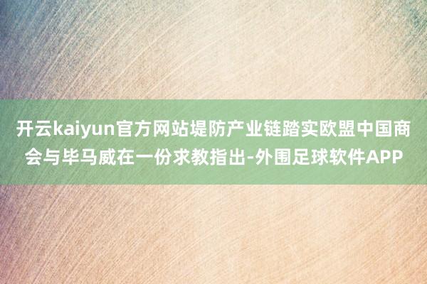 开云kaiyun官方网站堤防产业链踏实欧盟中国商会与毕马威在一份求教指出-外围足球软件APP