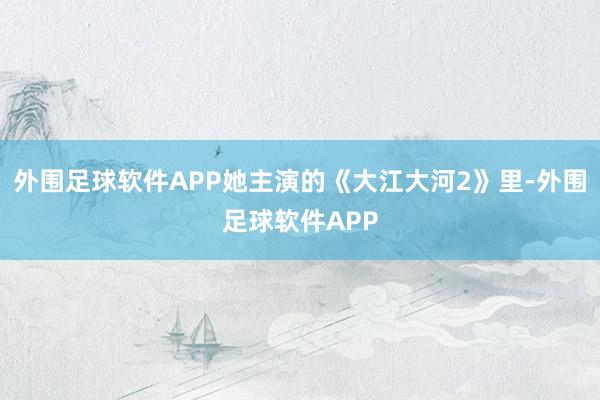 外围足球软件APP她主演的《大江大河2》里-外围足球软件APP