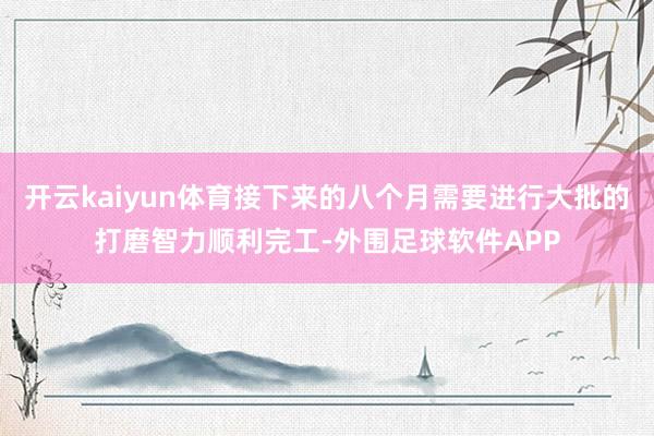 开云kaiyun体育接下来的八个月需要进行大批的打磨智力顺利完工-外围足球软件APP