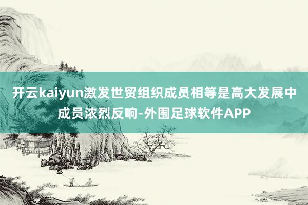 开云kaiyun激发世贸组织成员相等是高大发展中成员浓烈反响-外围足球软件APP