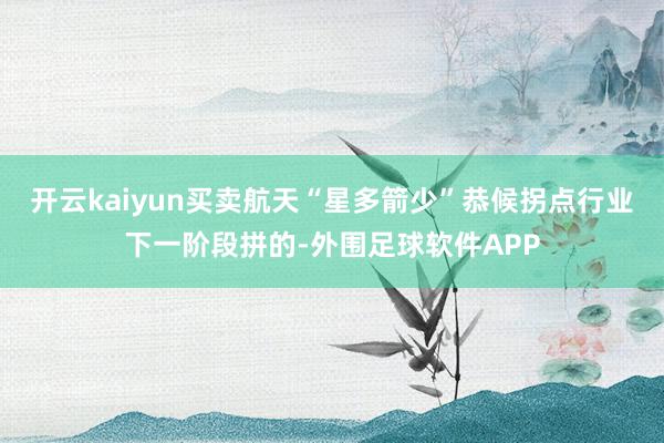 开云kaiyun买卖航天“星多箭少”恭候拐点行业下一阶段拼的-外围足球软件APP