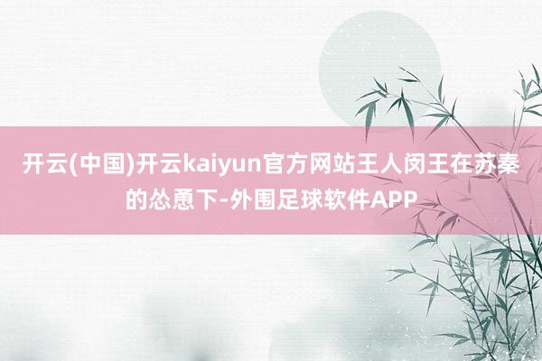 开云(中国)开云kaiyun官方网站王人闵王在苏秦的怂恿下-外围足球软件APP